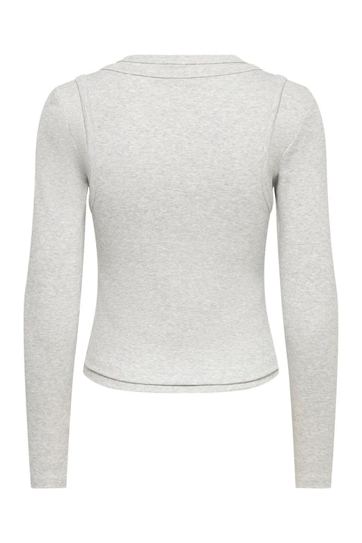 Only - Onljilli L/S O-Neck Double Top - 5122730 Light Grey Melange