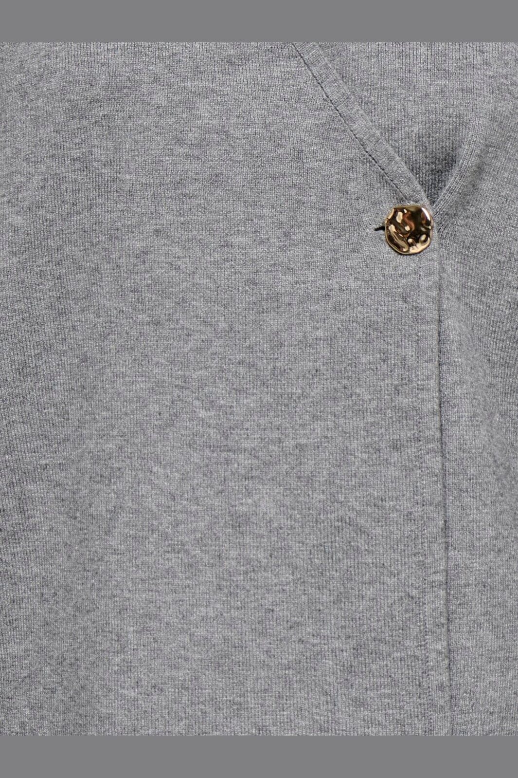 Only - Onljing Ls Vneck One Button Cardi Knt - 5088616 Medium Grey Melange Gold Button