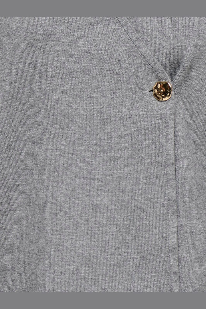 Only - Onljing Ls Vneck One Button Cardi Knt - 5088616 Medium Grey Melange Gold Button