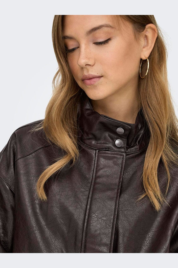 Only - Onljulia Faux Leather Ovz. Bomber - 5002463 Chocolate Torte