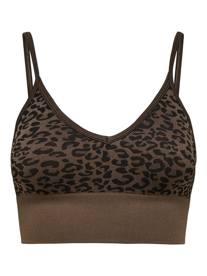 Only - Onljungle Seamless Animal V-Neck Top Acc - 4756666 Pinecone Leopard Pattern BH 
