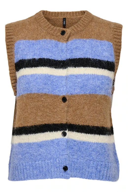 Only - Onlkallie Sl Button Vest Knt - 4946901 Toasted Coconut Ultramarine/Mel/Black/Babys/Black Button Veste 