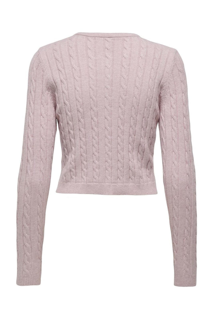 Only - Onlkatia Ls Cable Button Cardigan Cc Knt - 4947409 Burnished Lilac Mel/True Red Heart Emb/Dtm Button
