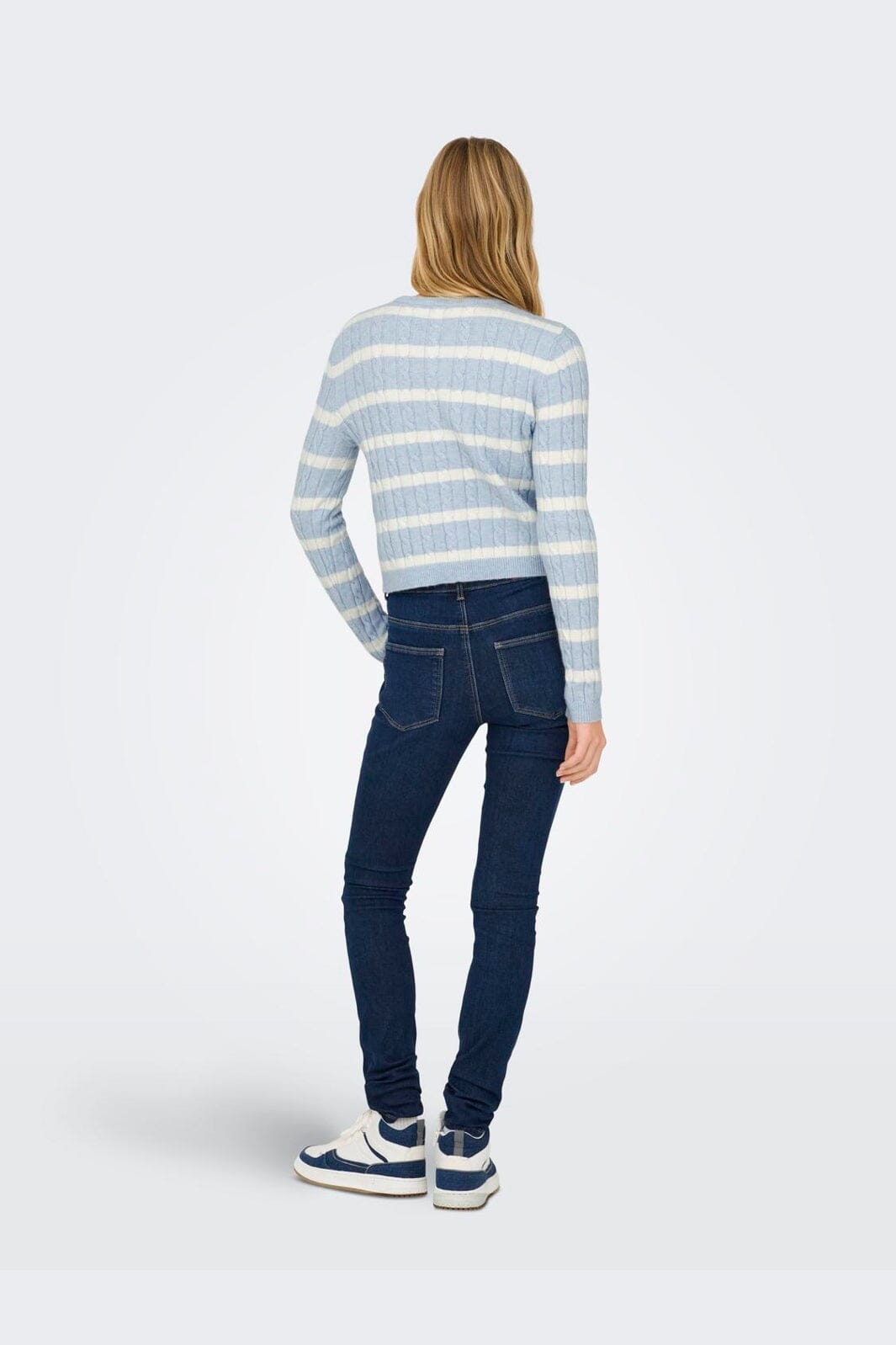 Only - Onlkatia Ls Cable Button Cardigan Cc Knt - 4959317 Cashmere Blue Melange/Babys Breath/Dtm Button