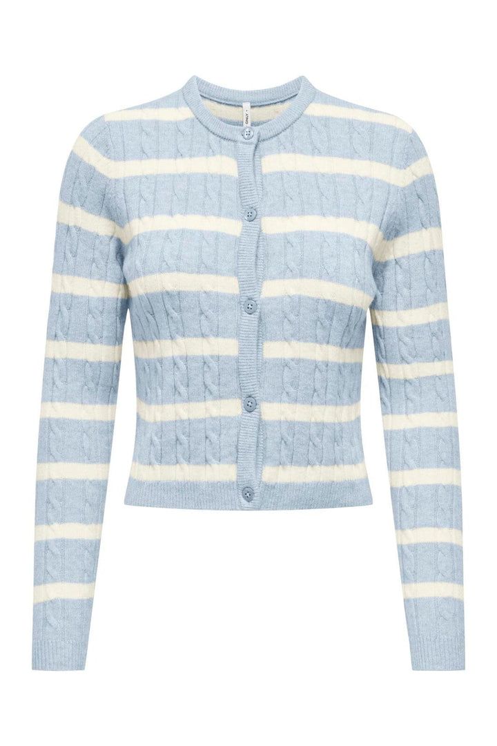 Only - Onlkatia Ls Cable Button Cardigan Cc Knt - 4959317 Cashmere Blue Melange/Babys Breath/Dtm Button