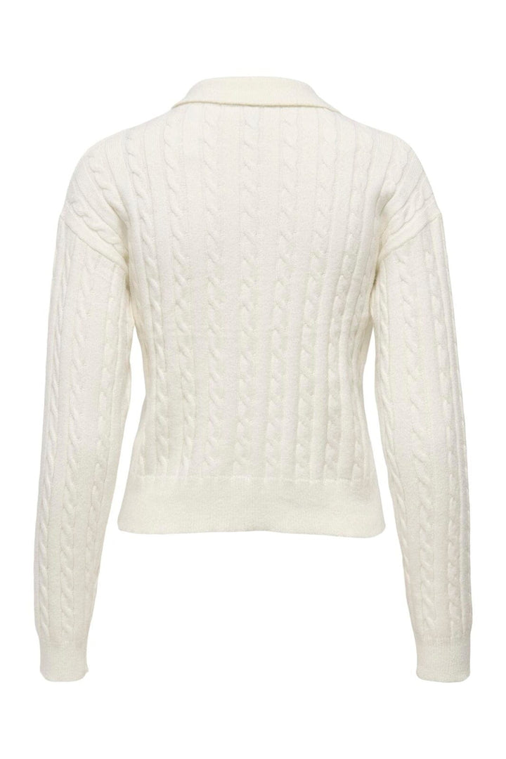 Only - Onlkatia Ls Cable Polo Cc Knt - 4957867 Baby'S Breath Teddy Emb/Dtm Button