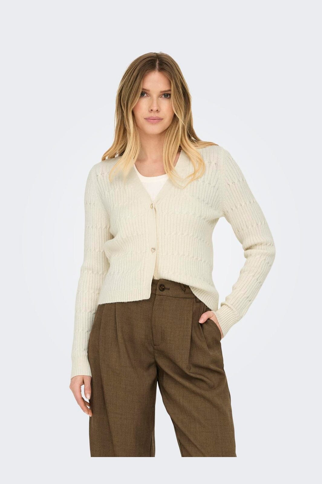 Only - Onlkatia Ls Vneck Cardi Knt - 4380537 Whitecap Gray Melange