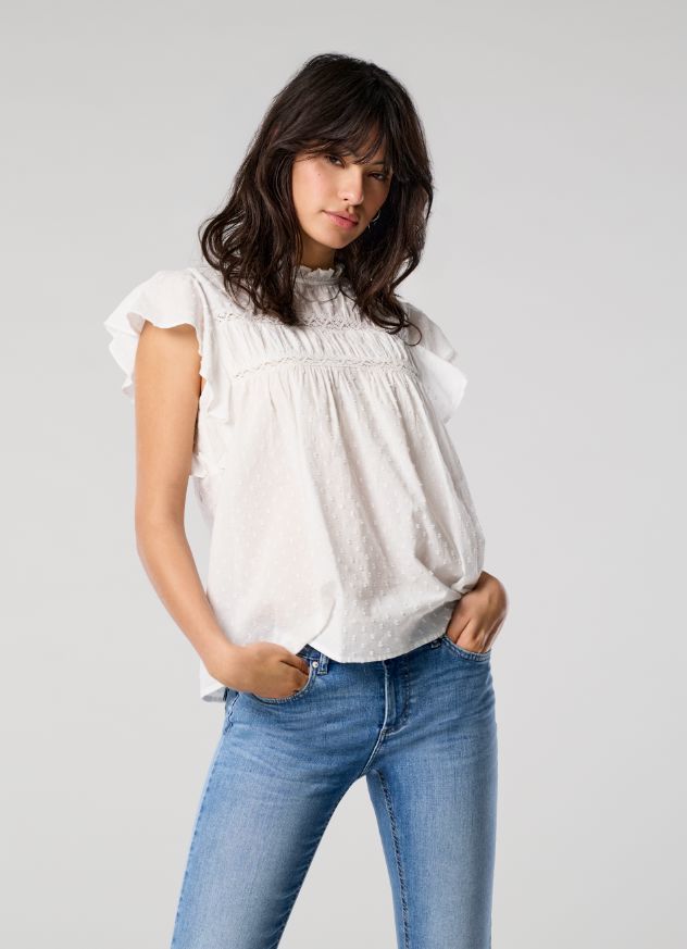 Only - Onlkatti S/S Dobby Top - 4652137 Cloud Dancer Toppe 