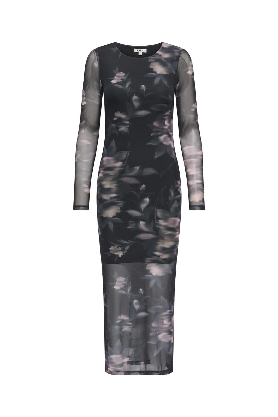 Only - Onlkaya Life Ls Midi Mesh Dress - 4850581 Twilight Mauve Diffused Floral