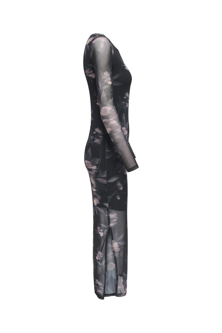 Only - Onlkaya Life Ls Midi Mesh Dress - 4850581 Twilight Mauve Diffused Floral