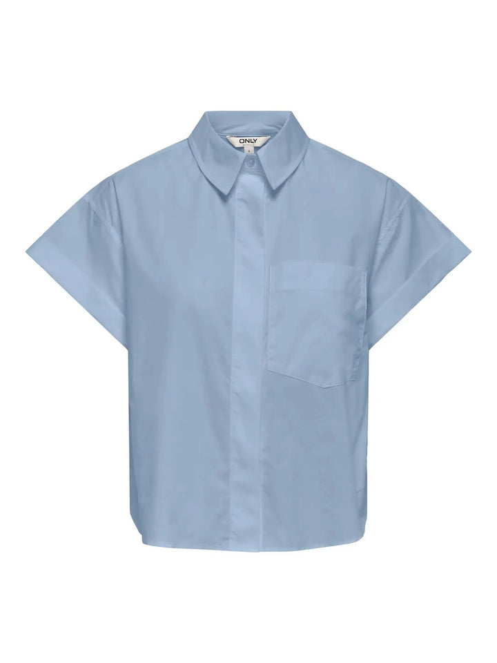 Only - Onlkeri S/S Fold Shirt - 5013734 Cashmere Blue Skjorter 