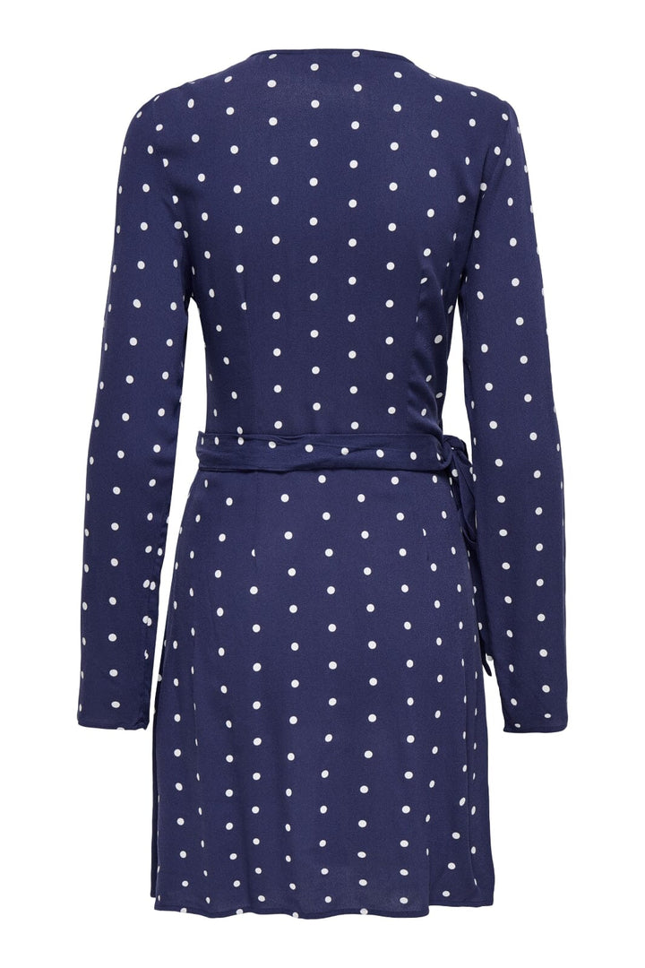 Only - Onlkeshav L/S V-Neck Wrap Dress - 4990984 Patriot Blue Dots Kjoler 