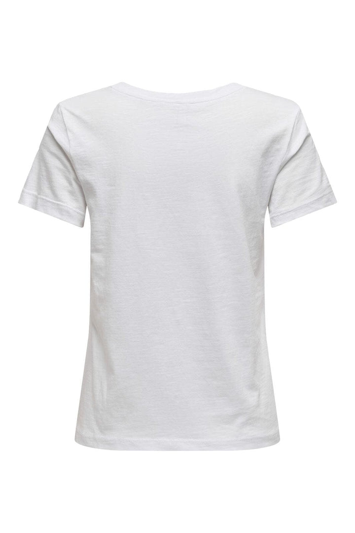 Only - Onlketty Life S/S V-Neck Top Box - 4690311 Bright White Cherries