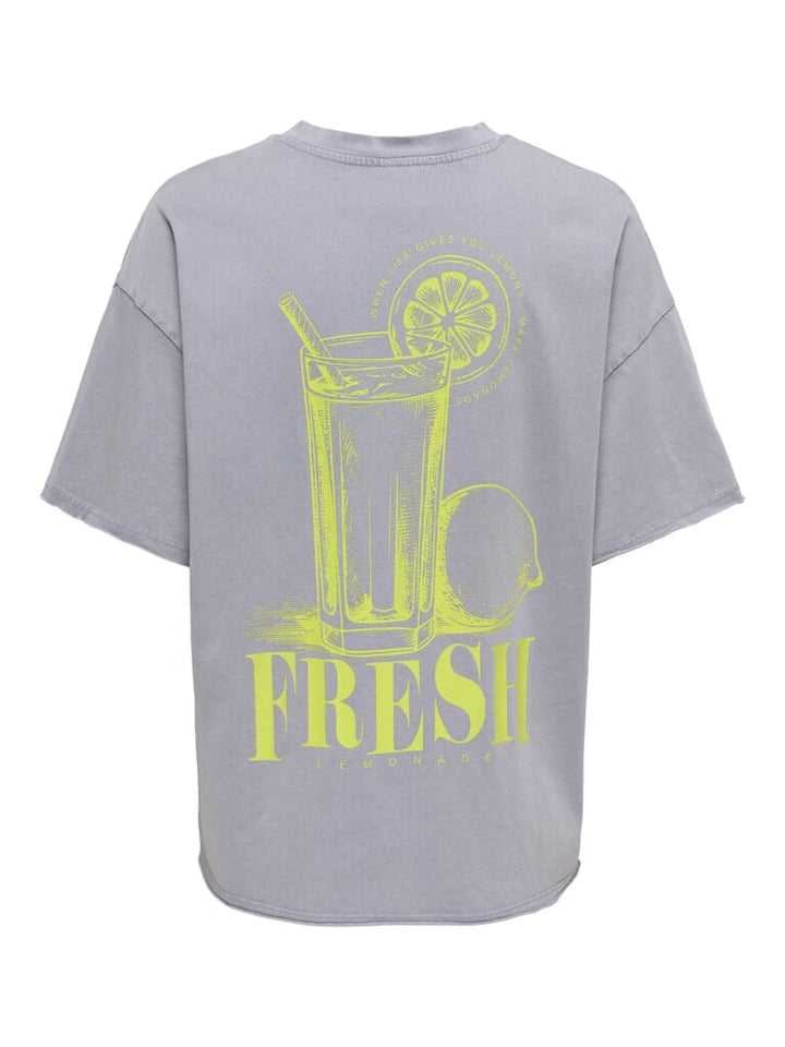 Only - Onlkinna S/S Oversize Top Box - 5030511 Silver Sconce Fresh Tropical Jungle T-shirts 