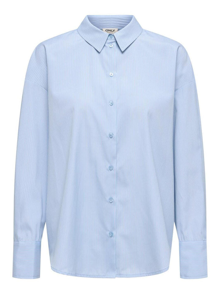 Only - Onlkiri Ls Shirt Ox - 4981574 Cloud Dancer W. Delicate Blue