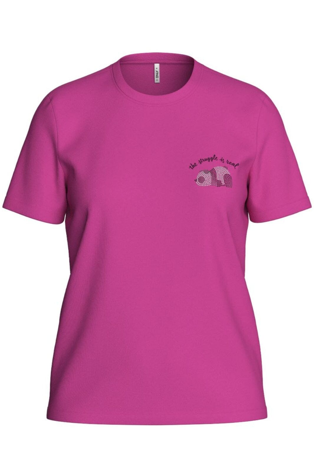 Only - Onlkita Life Reg S/S Panda Top Cc - 4432214 Raspberry Rose Struggle T-shirts 
