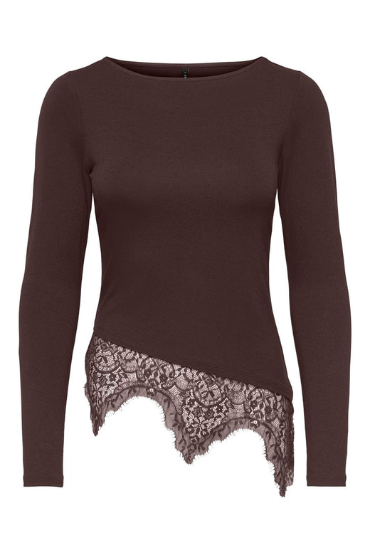 Only - Onllaila L/S Lace Mix Top - 5135820 Coffee Bean