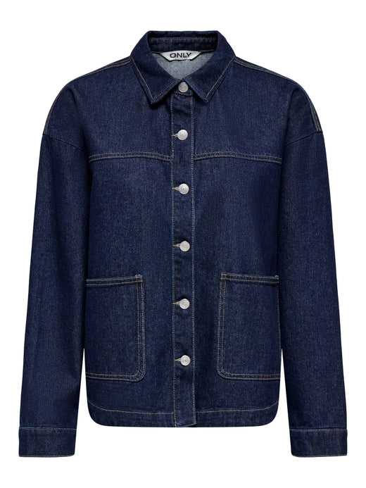 Only - Onllara Ls Shacket Gua - 5036780 Dark Blue Denim Rinse Jakker 