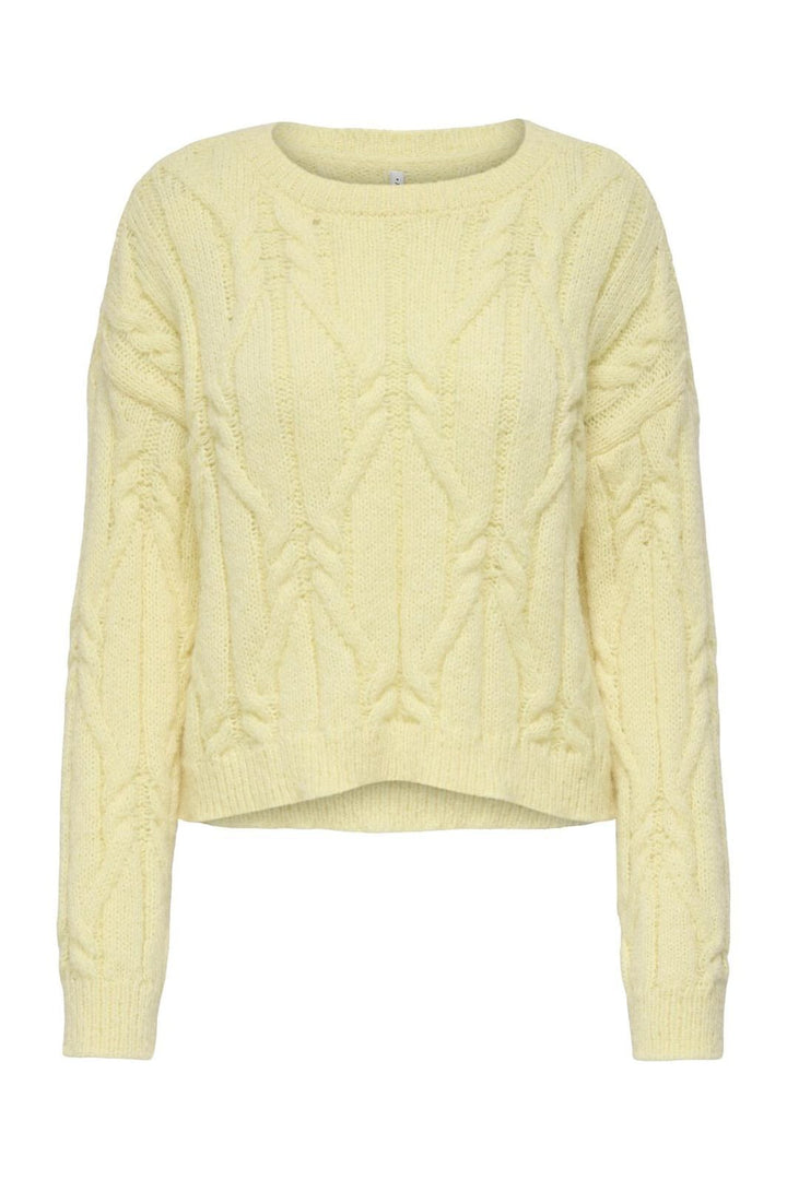 Only - Onllemina Life Ls Cable O-Neck Knt - 4944057 Pastel Yellow