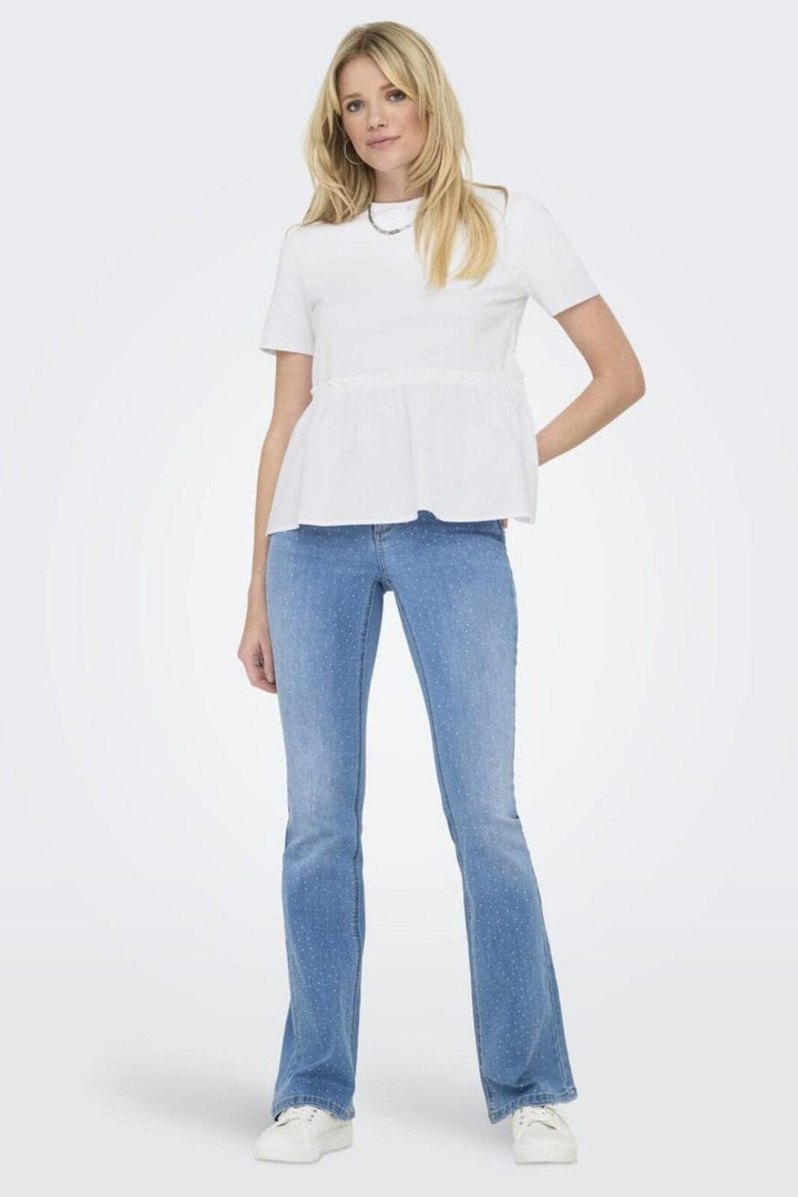 Only - Onllia S/S O-Neck Mix Top Box - 4772893 Bright White