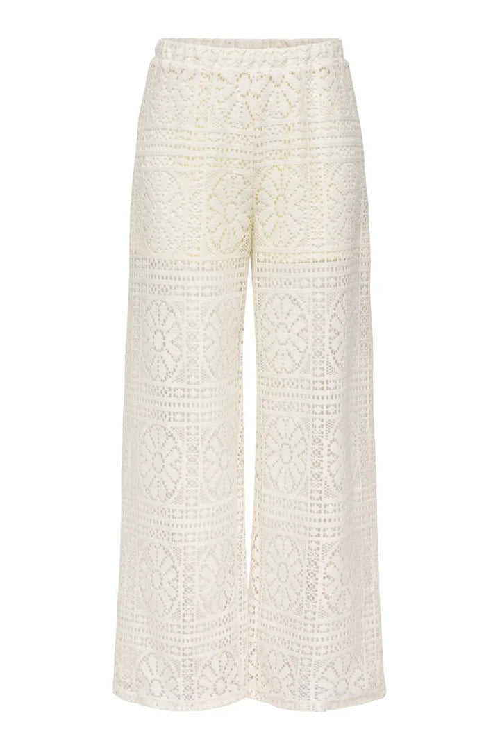 Only - Onllian Lace Wide Pants - 4990769 Birch Bukser 