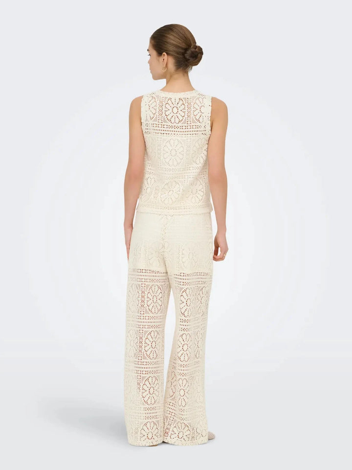 Only - Onllian Lace Wide Pants - 4990769 Birch Bukser 