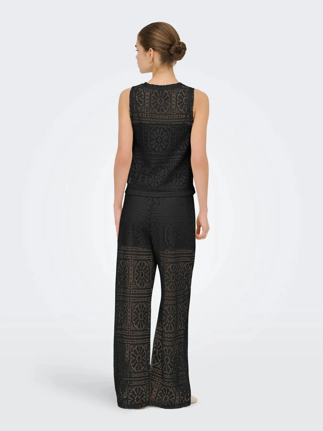 Only - Onllian Lace Wide Pants - 5045335 Black Bukser 