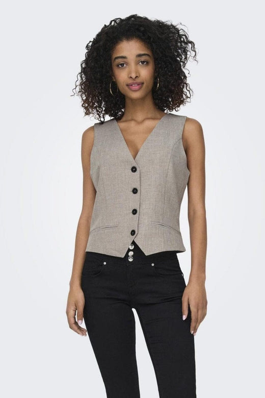 Only - Onllinda S/L Mel Fit Waistcoat Tlr - 4633901 Fungi Melange