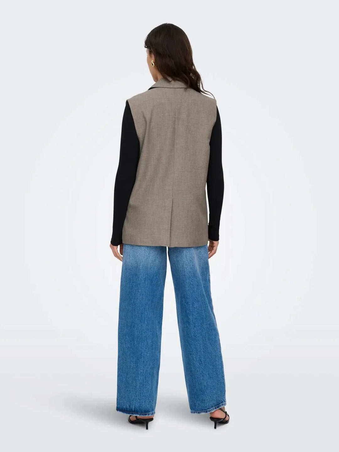 Only - Onllinda S/L Mel Oversize Waistcoat Tlr - 5090457 Major Brown Melange Veste 