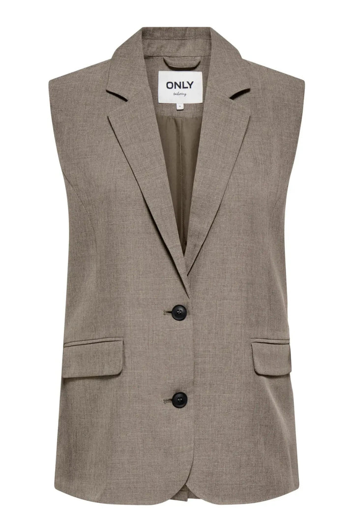 Only - Onllinda S/L Mel Oversize Waistcoat Tlr - 5090457 Major Brown Melange Veste 
