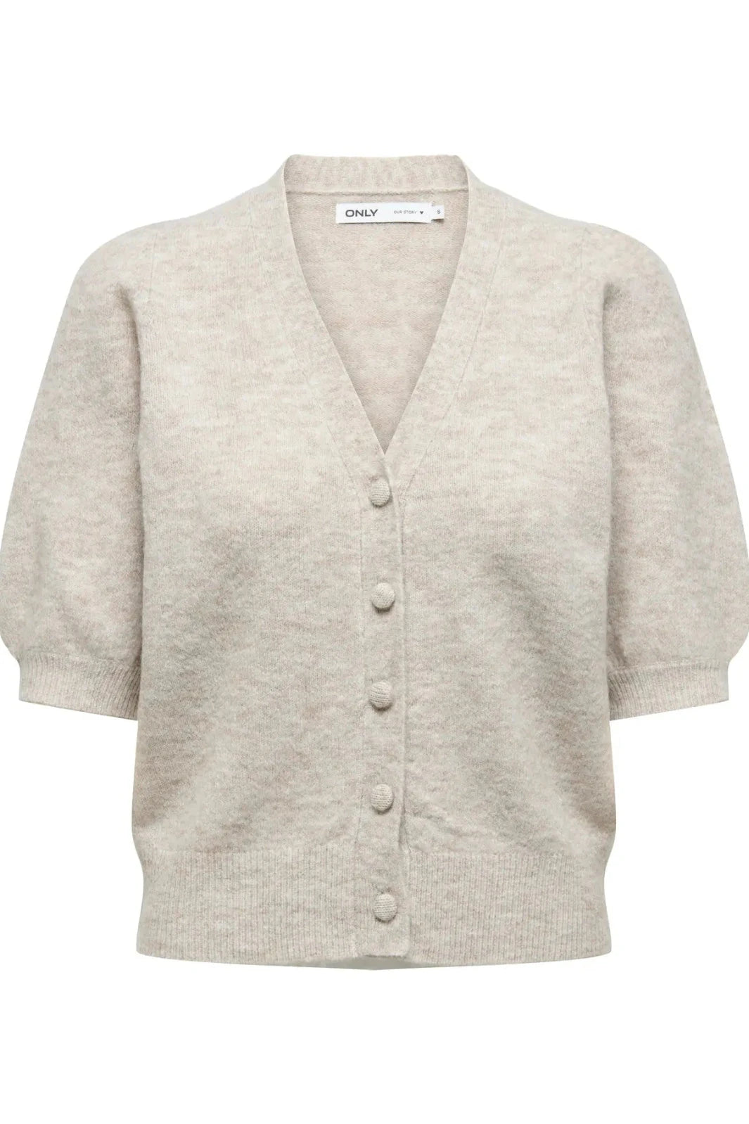 Only - Onlliva V-Neck S/S Cardigan Knt - 4975689 Pumice Stone Melange Cardigans 