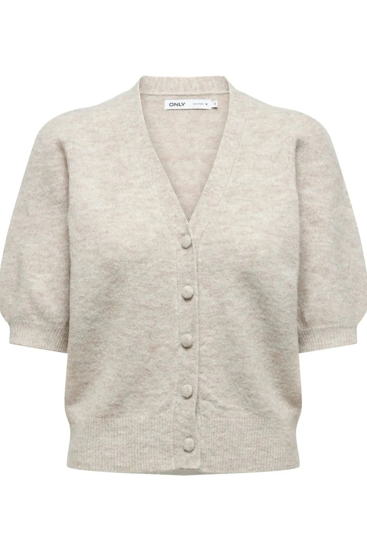 Only - Onlliva V-Neck S/S Cardigan Knt - 4975689 Pumice Stone Melange Cardigans 