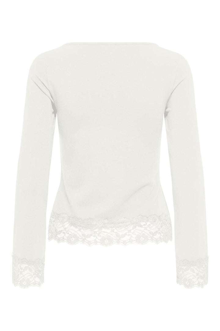 Only - Onllive Love L/S O-Neck Lace Top - 5130879 Cloud Dancer Dtm Lace
