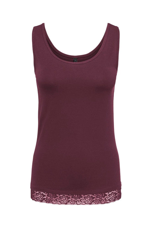 Only - Onllive Love S/L Tank Top Lace Detail - 5194534 Fig Tone In Tone Lace