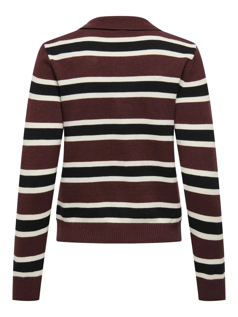 Only - Onllondon Ls Stripe Polo Cc Knt - 4947495 Decadent Chocolate Babys Breath/Black/Dtm Button Strikbluser 