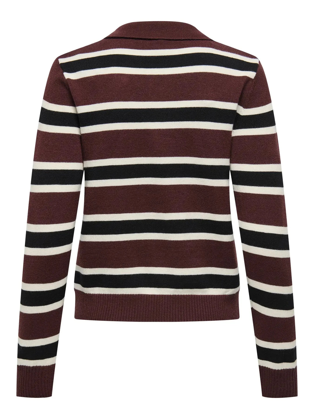 Only - Onllondon Ls Stripe Polo Cc Knt - 4947495 Decadent Chocolate Babys Breath/Black/Dtm Button Strikbluser 