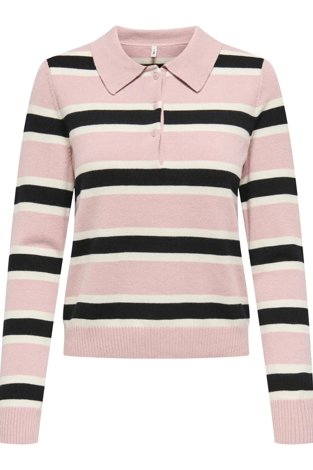 Only - Onllondon Ls Stripe Polo Cc Knt - 4947496 Burnished Lilac Babys Breath/Black/Dtm Button Strikbluser 