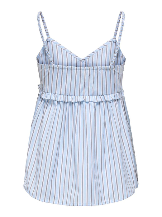 Only - Onlloris Strap Flowy Top - 5045018 Chambray Blue W. Bright White + Black Toppe 