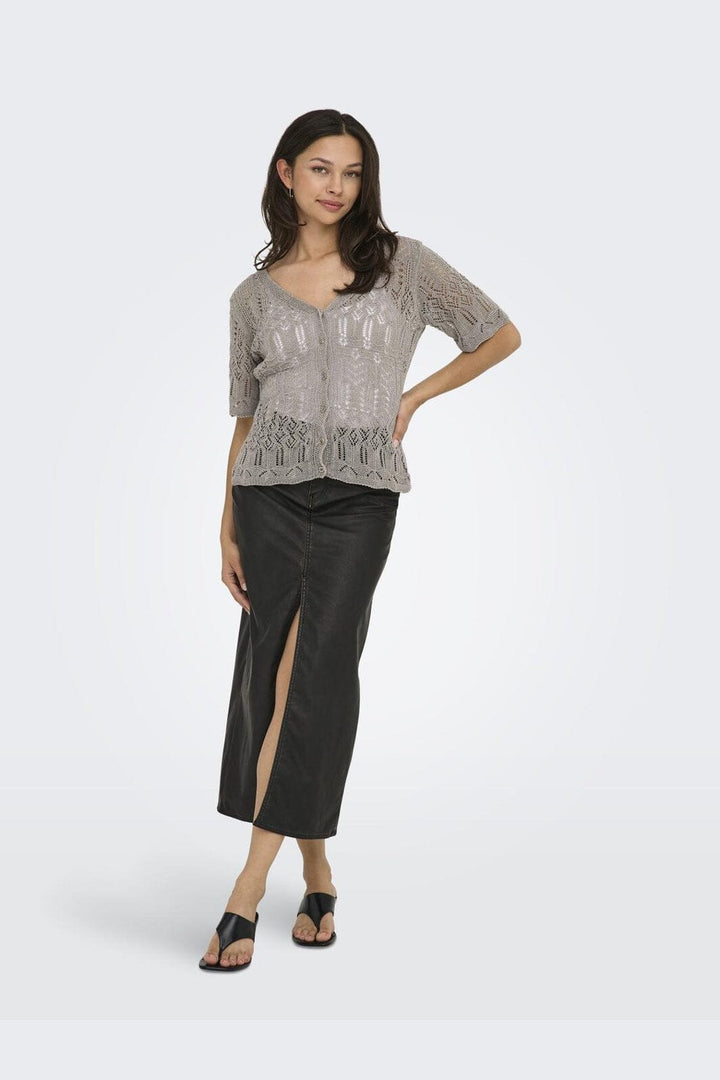 Only - Onllovely Ss Glitter Button Top Knt - 4916203 Weathered Teak Silver