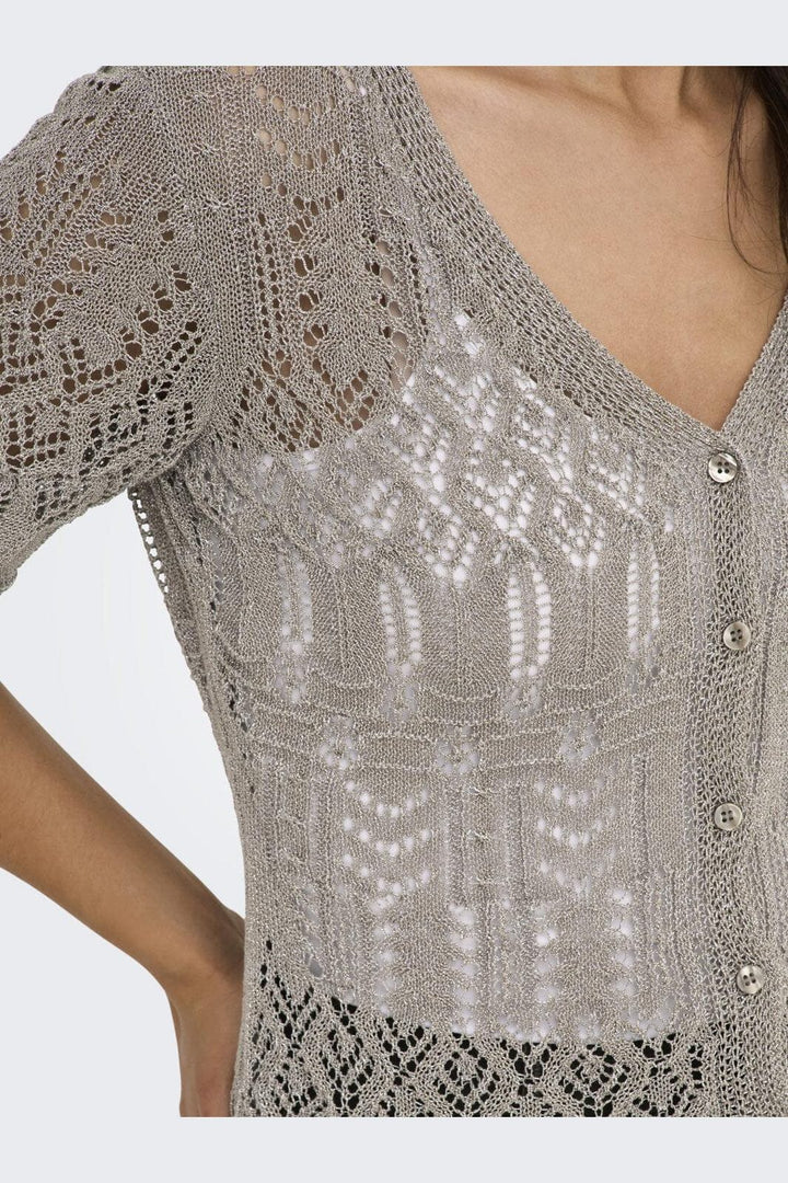 Only - Onllovely Ss Glitter Button Top Knt - 4916203 Weathered Teak Silver
