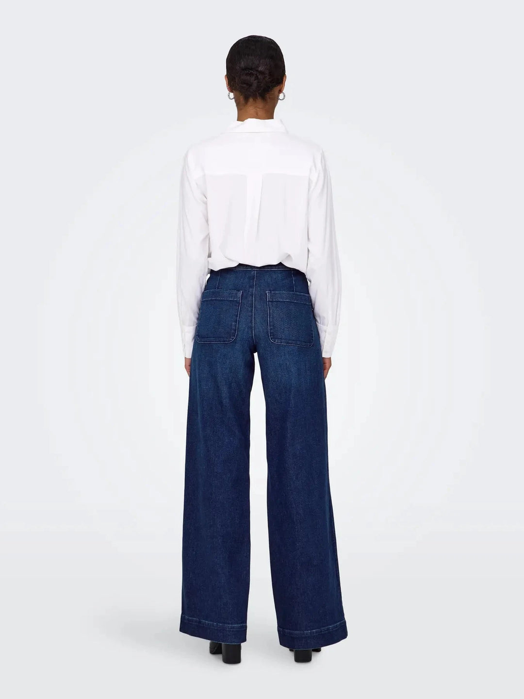 Only - Onlmadison Button Wide Gua - 4849406 Dark Blue Denim Jeans 