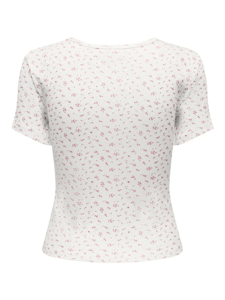 Only - Onlmadison S/S O-Neck Baby Tee - 4969624 Cloud Dancer Vivi Romance Rose Toppe 