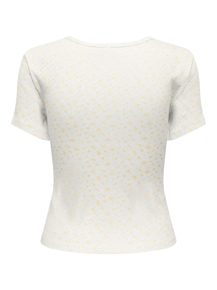 Only - Onlmadison S/S O-Neck Baby Tee - 5011785 Cloud Dancer Gry Flower Sunlight T-shirts 