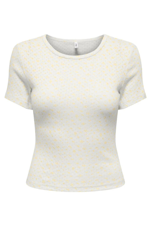 Only - Onlmadison S/S O-Neck Baby Tee - 5011785 Cloud Dancer Gry Flower Sunlight T-shirts 