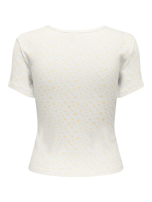 Only - Onlmadison S/S O-Neck Baby Tee - 5011786 Cloud Dancer Vivi Sunlight Toppe 