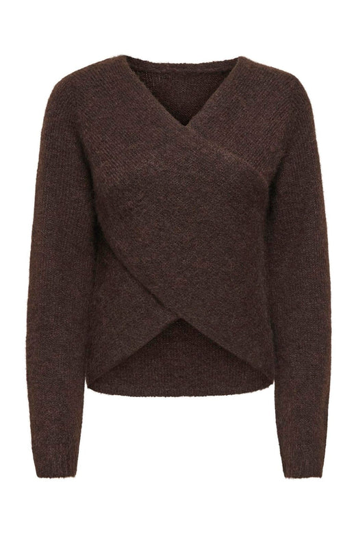 Only - Onlmaggie Ls Cross V-Neck Cc Knt - 5027929 Coffee Bean Melange