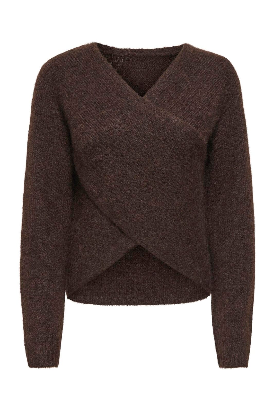 Only - Onlmaggie Ls Cross V-Neck Cc Knt - 5027929 Coffee Bean Melange