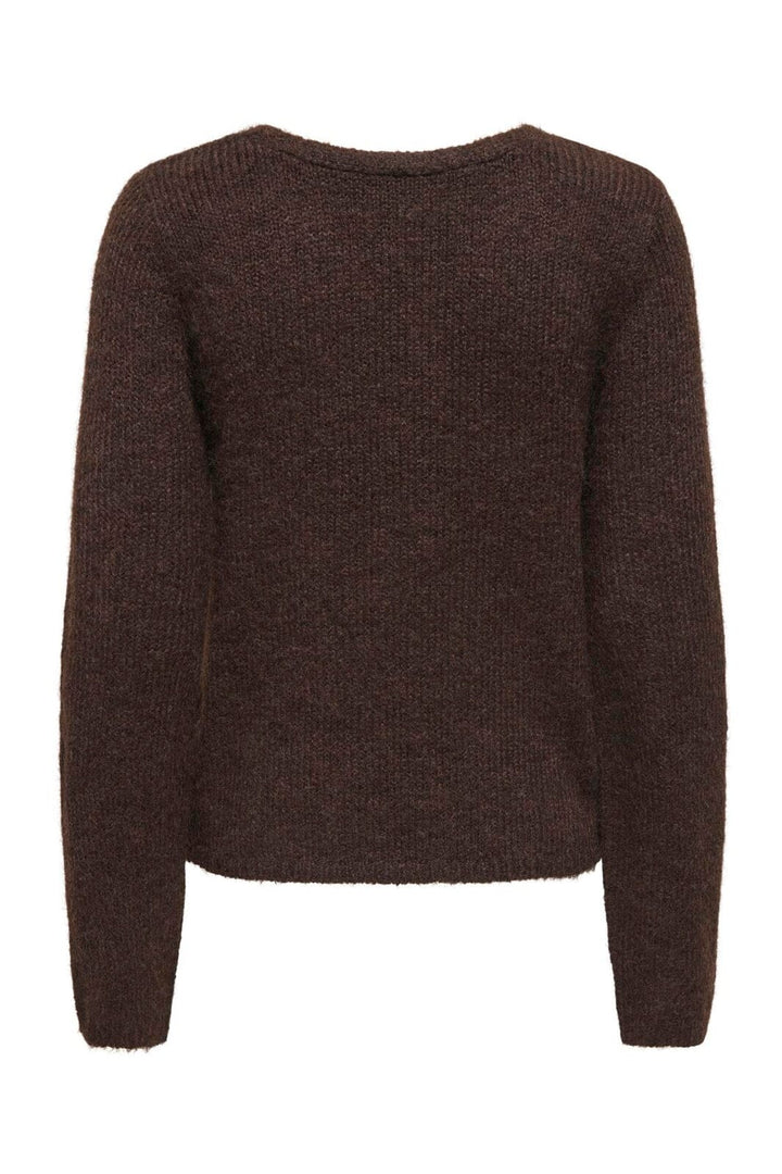 Only - Onlmaggie Ls Cross V-Neck Cc Knt - 5027929 Coffee Bean Melange