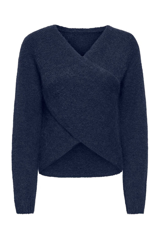 Only - Onlmaggie Ls Cross V-Neck Cc Knt - 5099642 Night Sky Melange