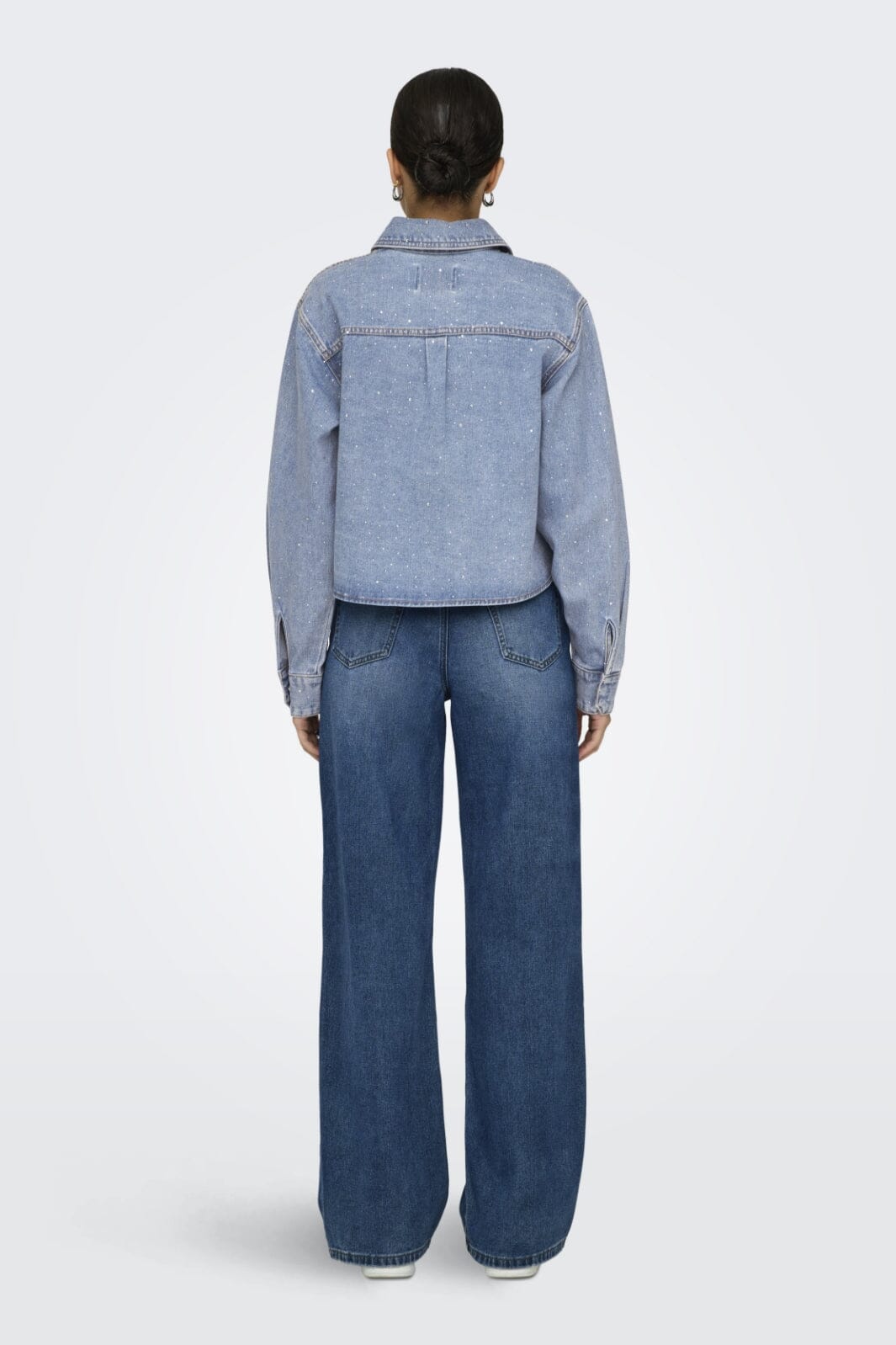 Only - Onlmaggiemay L/S Rhinest Shirt - 4849399 Light Blue Denim